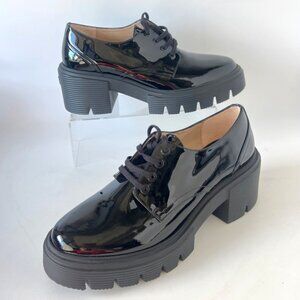 Stuart Weitzman Soho Derby Lug Sole Leather Chunky Heel Loafers Women Size 39